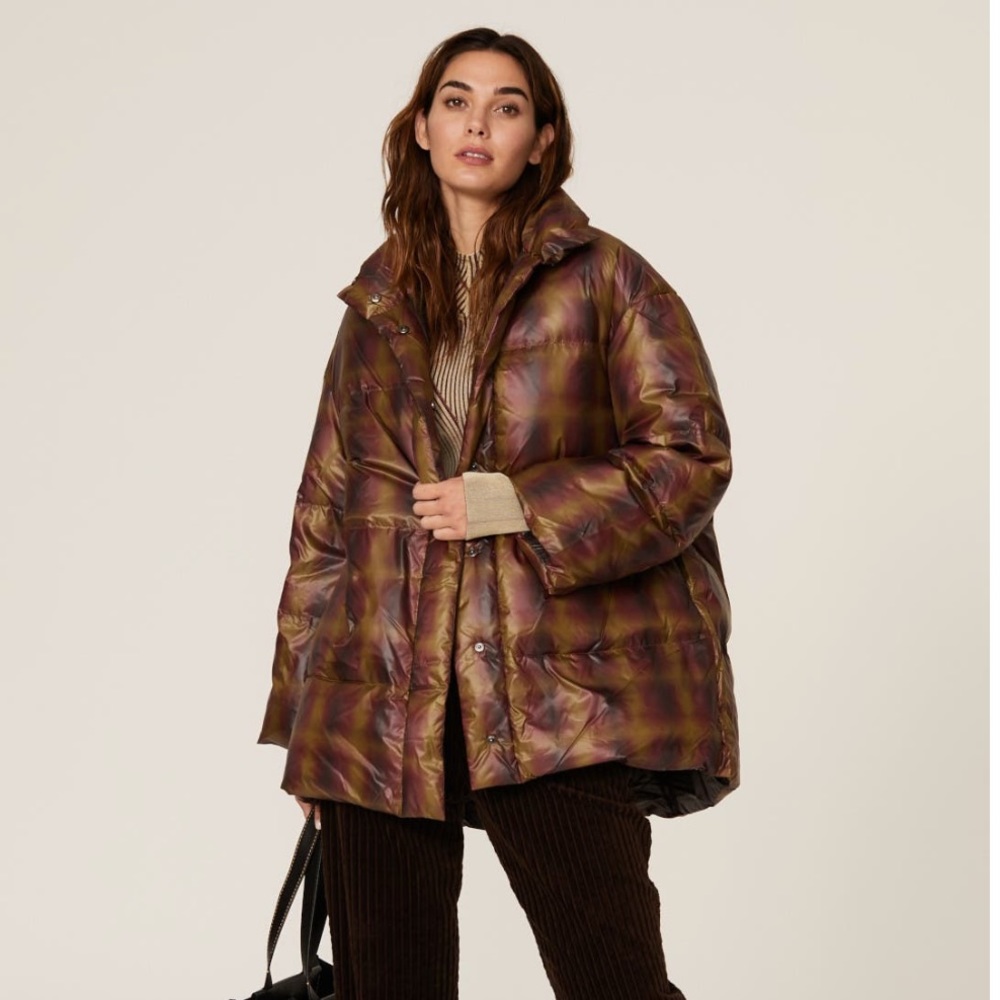 No. 6 Copper Plaid Puffer Coat